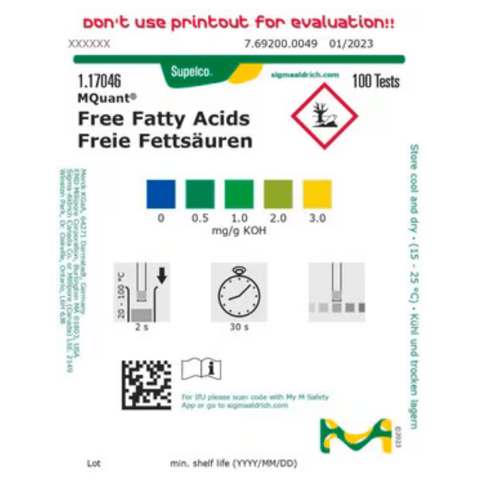 yağ test kağıdı renk skalası
